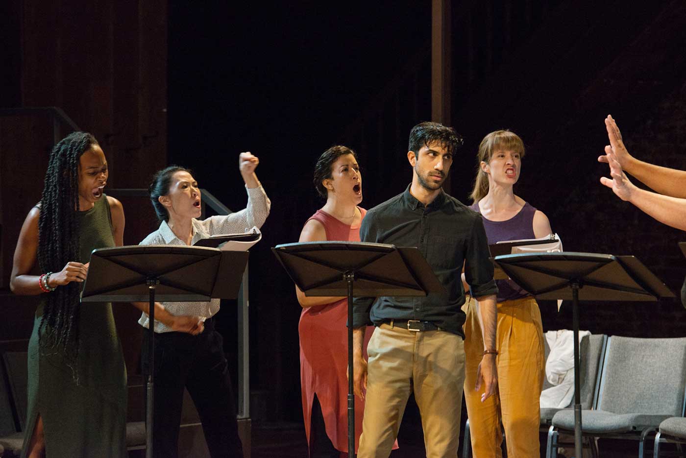 Actors reading CORIOLANUS by Sean San José during the Play On Festival in 2019.